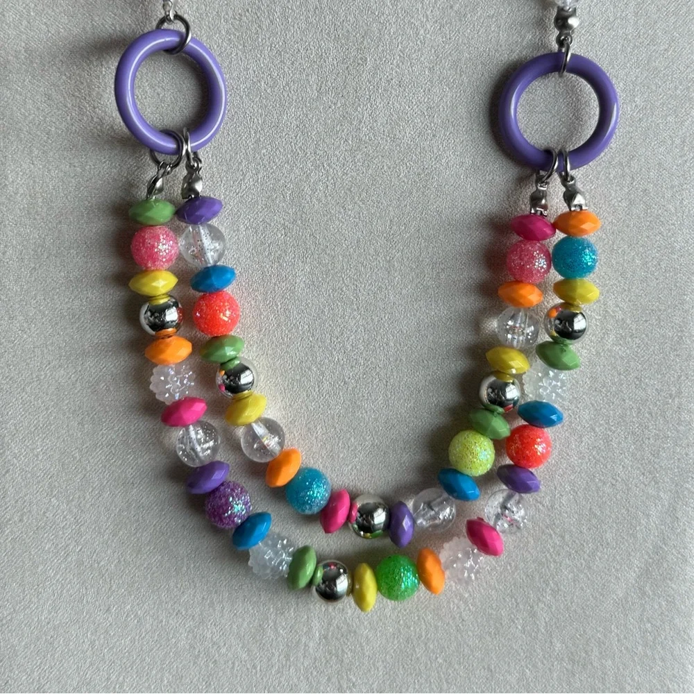 Little Girls Fun Stretchy Necklace, Multi-Color, Bright, Candy Necklaces